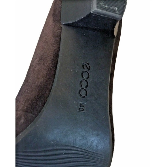 ECCO New Dehli Suede Coffee Brown Pumps Heels Flex Sole Size 40 US 9/9.5 - Picture 9 of 12